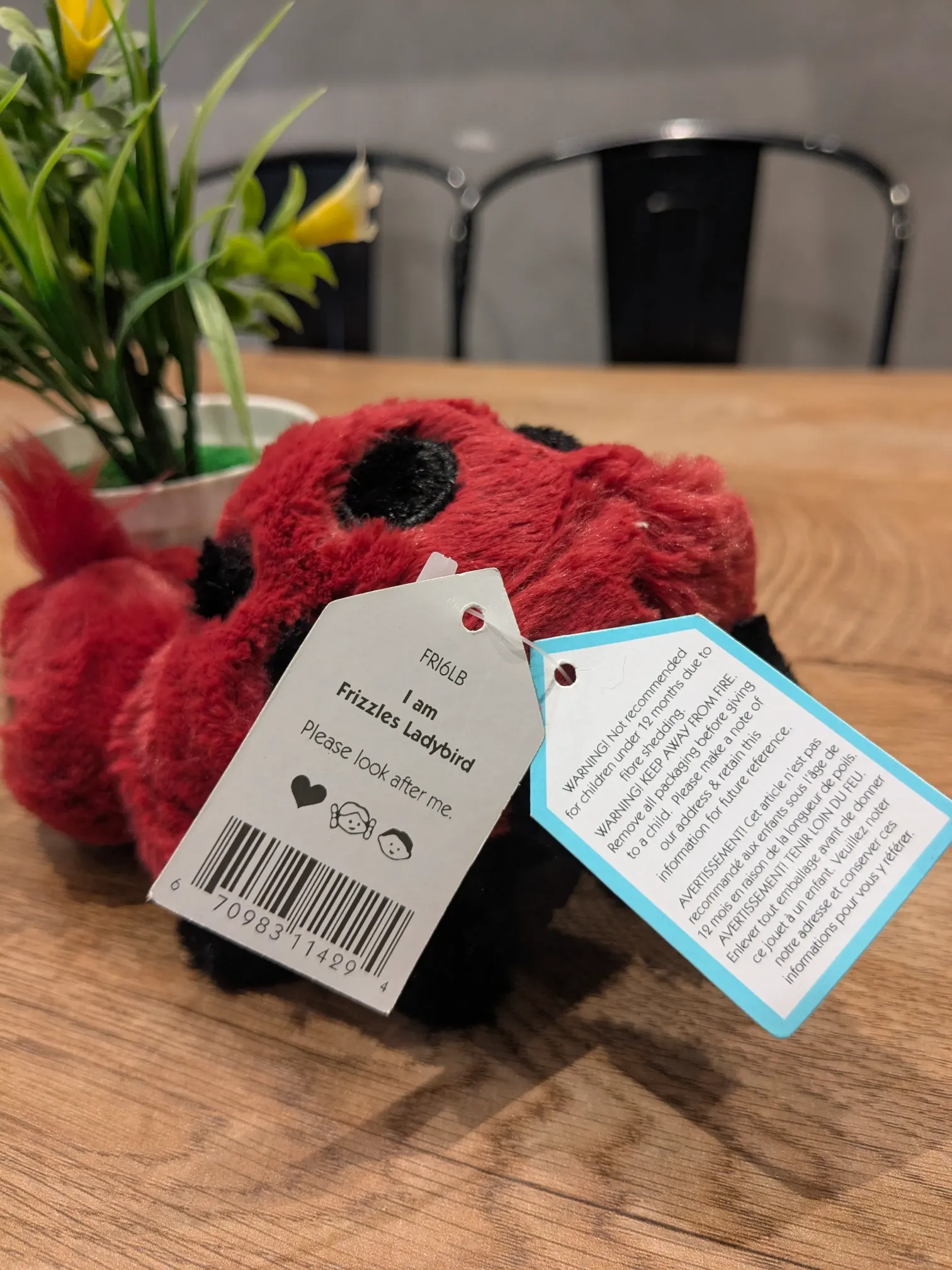 Jellycat Frizzles Ladybird view 2